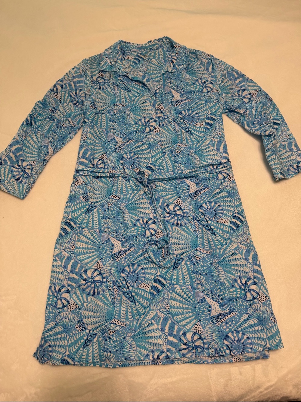 Lilly Pulitzer Pilar Linen Tunic Dress in Amalfi Blue By the Seashore
